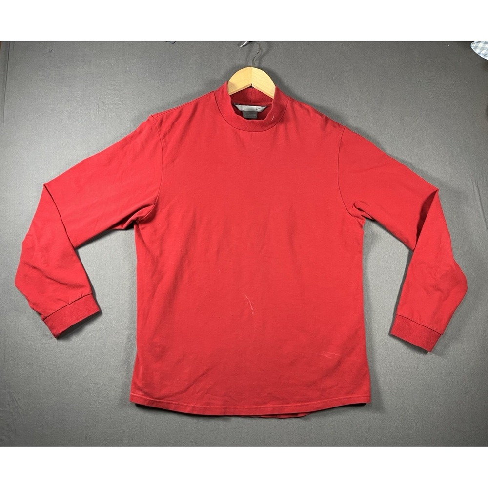 Nike Golf Dri-FIT Men's Small Red Long Sleeve Mock Neck Performance Shirt Swoosh